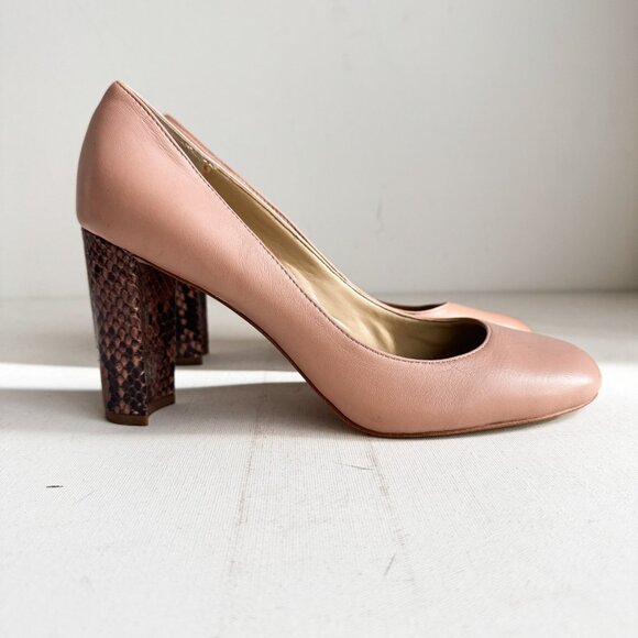 Ann Taylor Nude Beuge Snakeskin Block Heels 9M - Picture 1 of 7